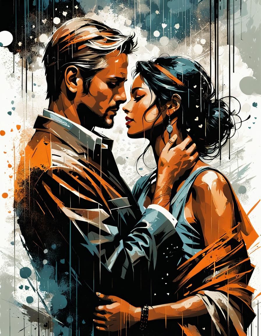 Romantic Couple in Nostalgic Digital Painting