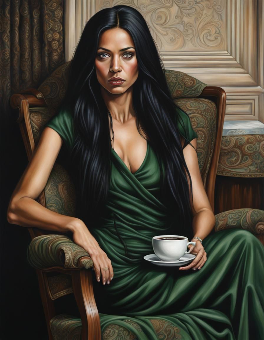 Striking Woman with Green Eyes in Photorealistic Style