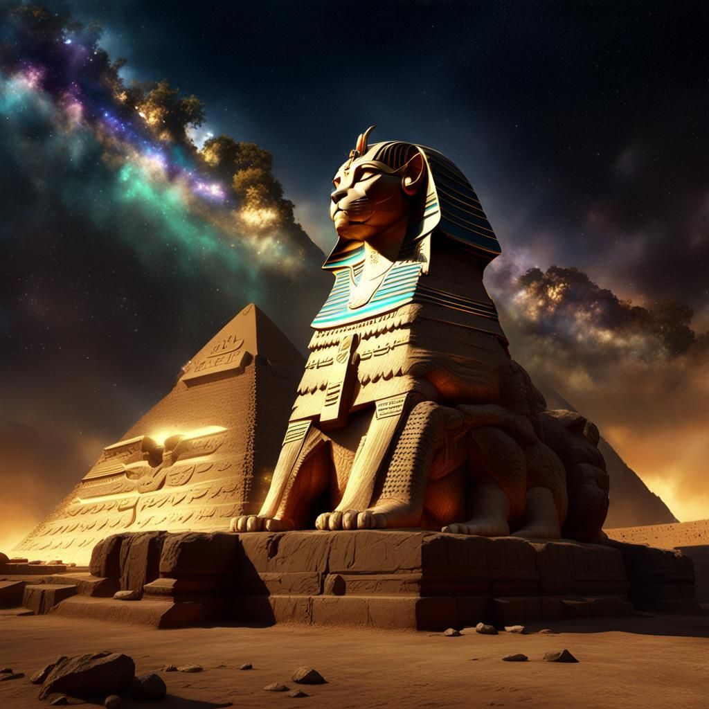 Regal Cat in Ancient Egyptian Temple