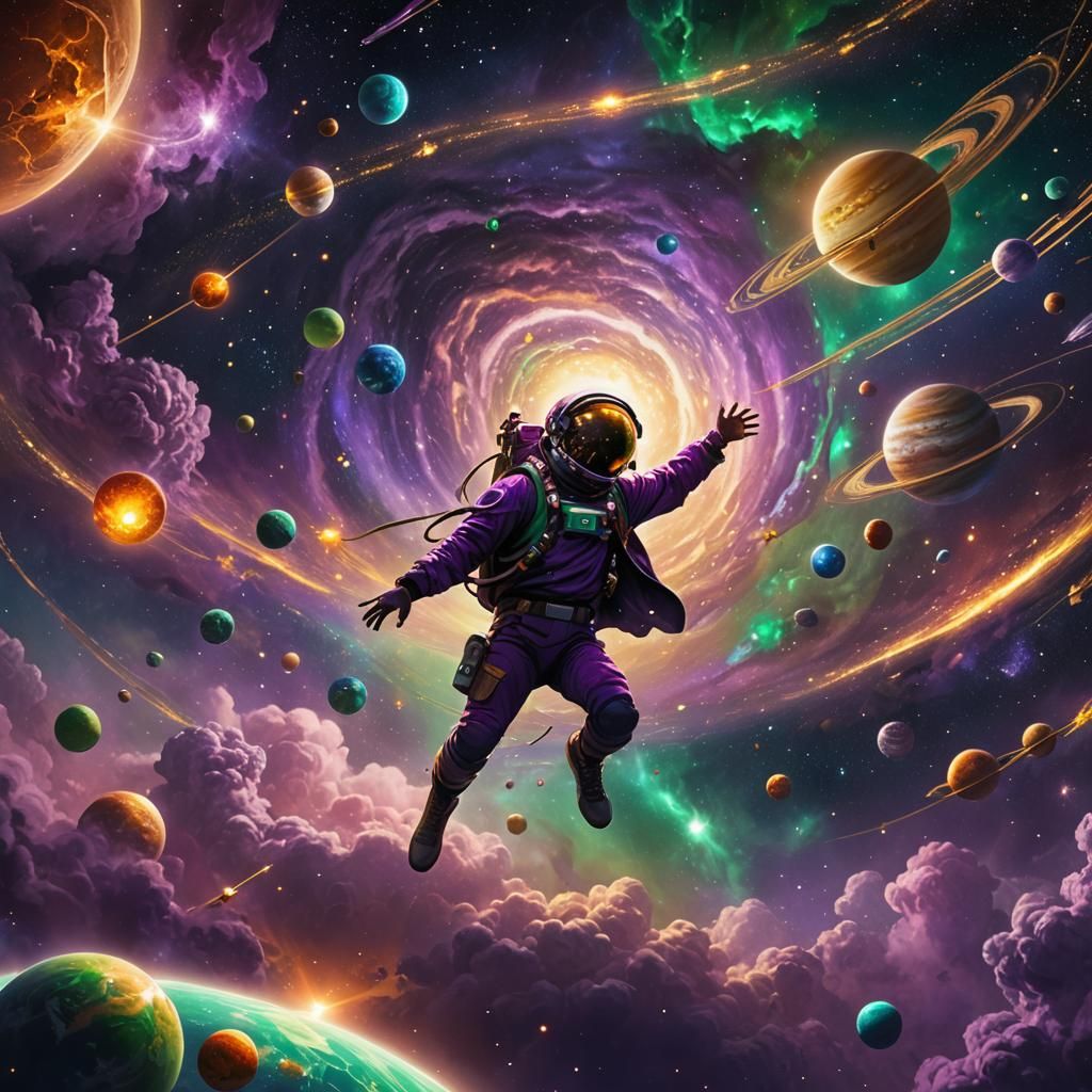 Cosmic Concept Art: Man Floating in the Universe