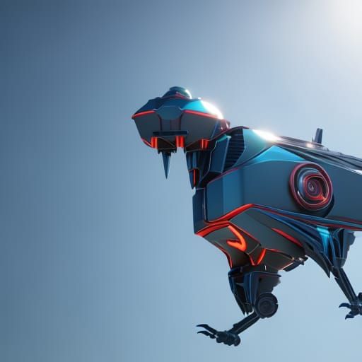 Futuristic Robotic Parrot in Flight