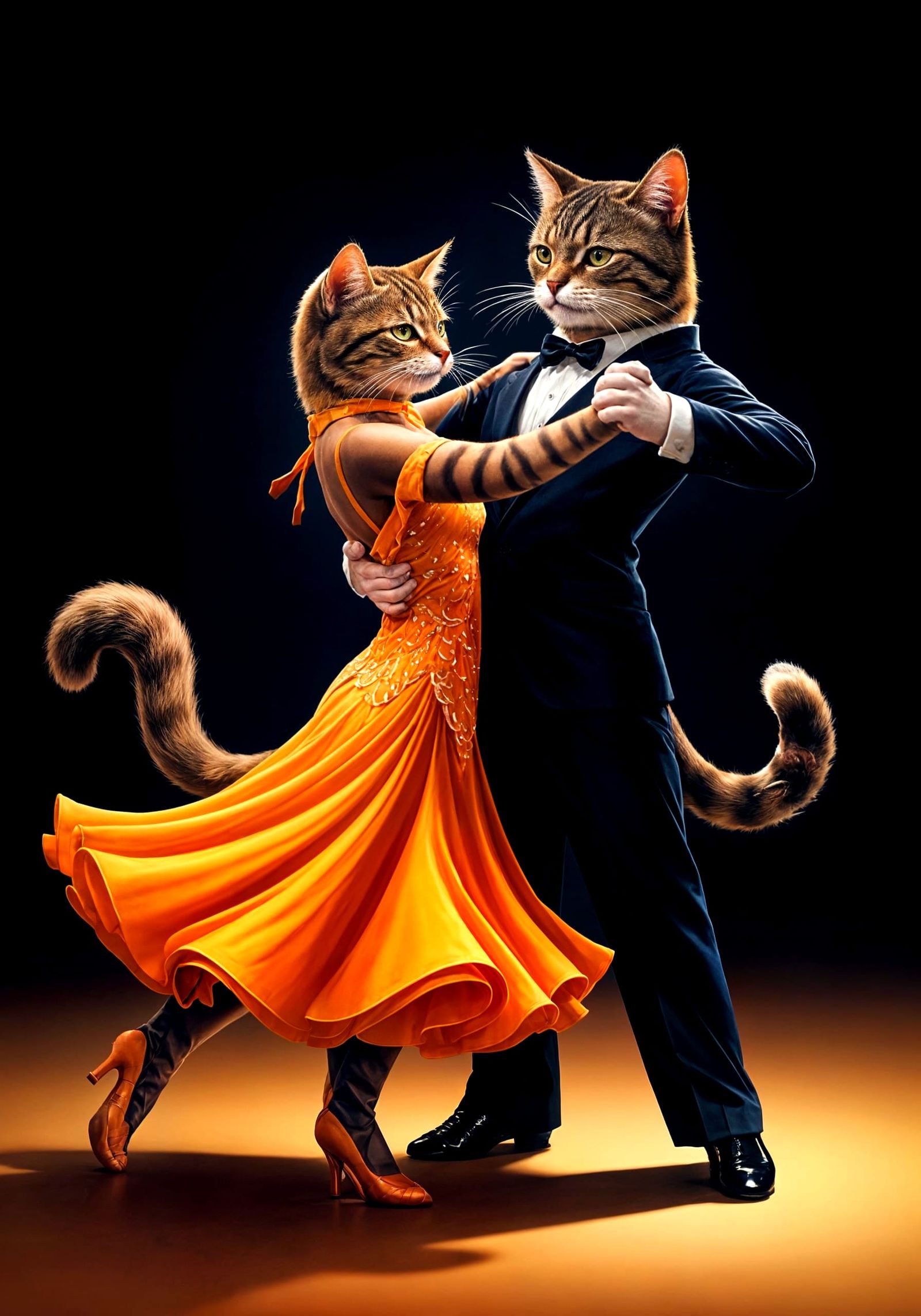Cats in Elegant Ballroom Dance