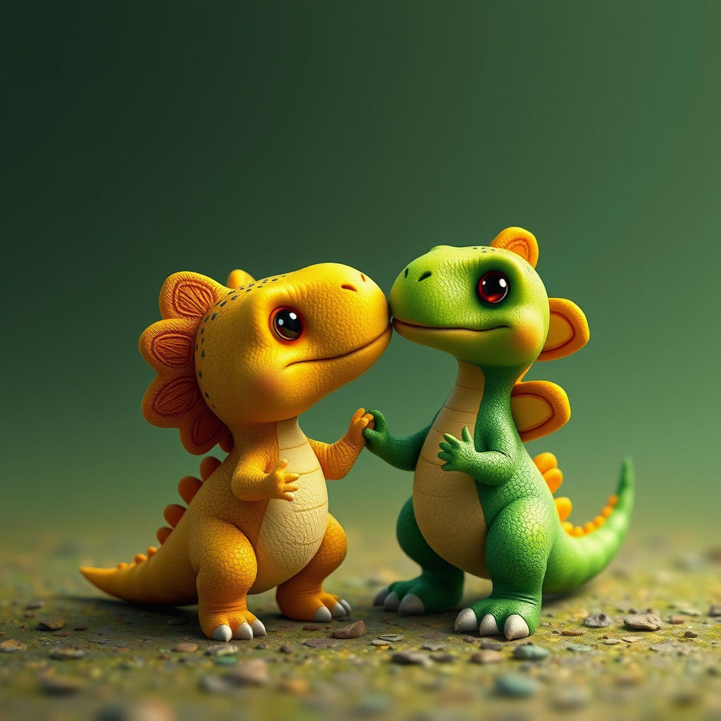 Dinosaurs Holding Hands: Fantasy Concept Art