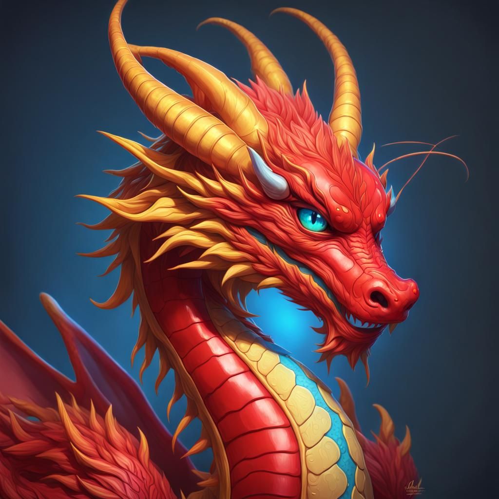 Lindworm Chinese Dragon Concept Art Portrait