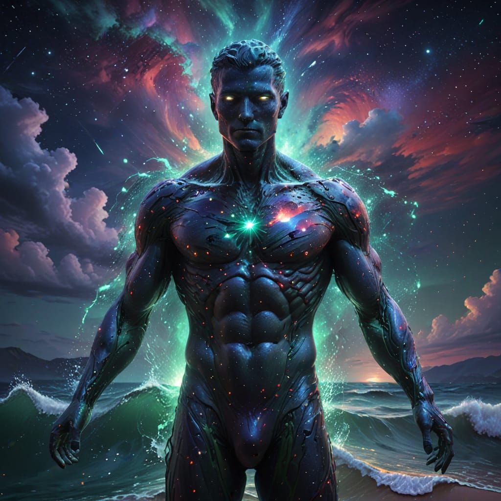 Starry Night Meets Sunset: Digital Oil Painting