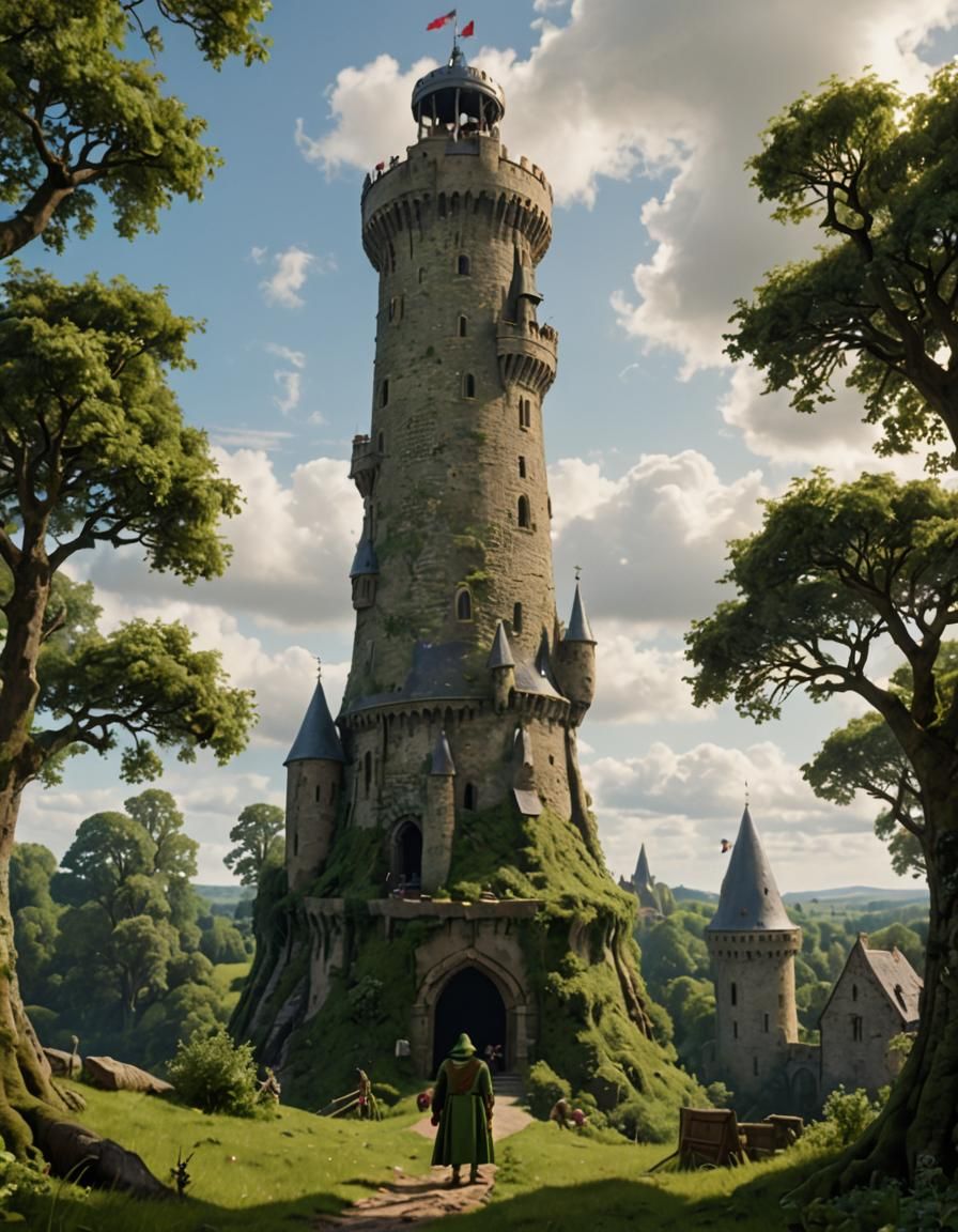 Kermit the Frog at Medieval Tower