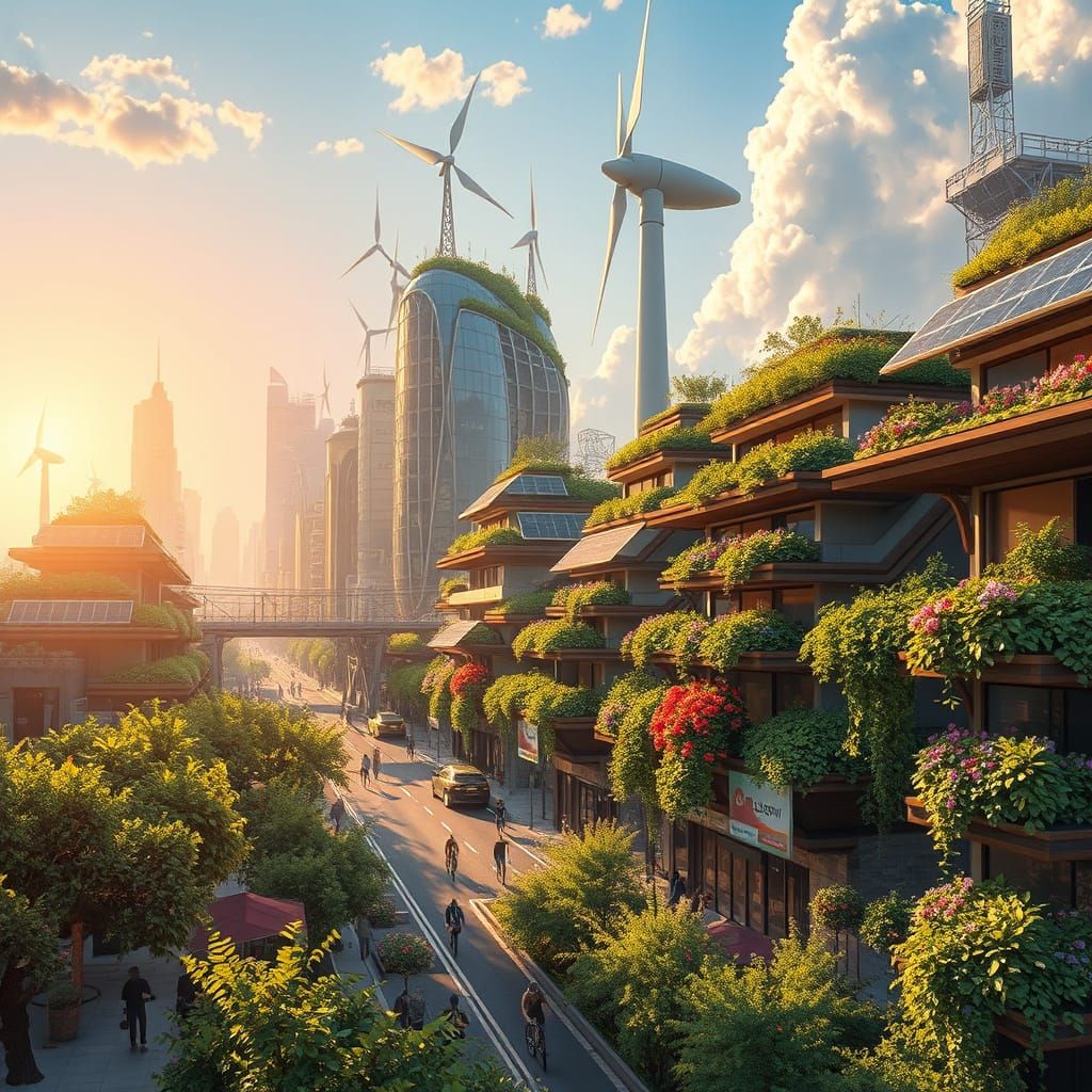 Serene Solarpunk City of the Future