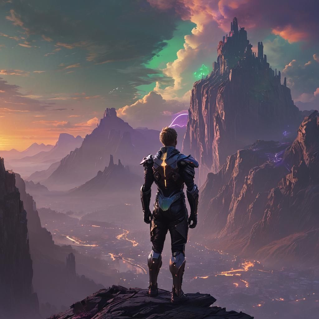 Genos Overlooking Mystical City, Fantasy Concept Art