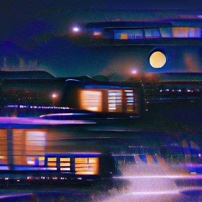 Vintage Steam Train at Night