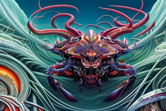 Iridescent Rainbow Crab: Detailed Digital Art