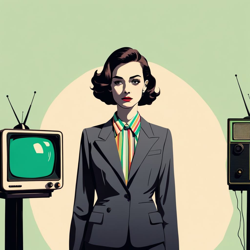 Bold Minimalist Portrait with Distressed Signal TV Screen