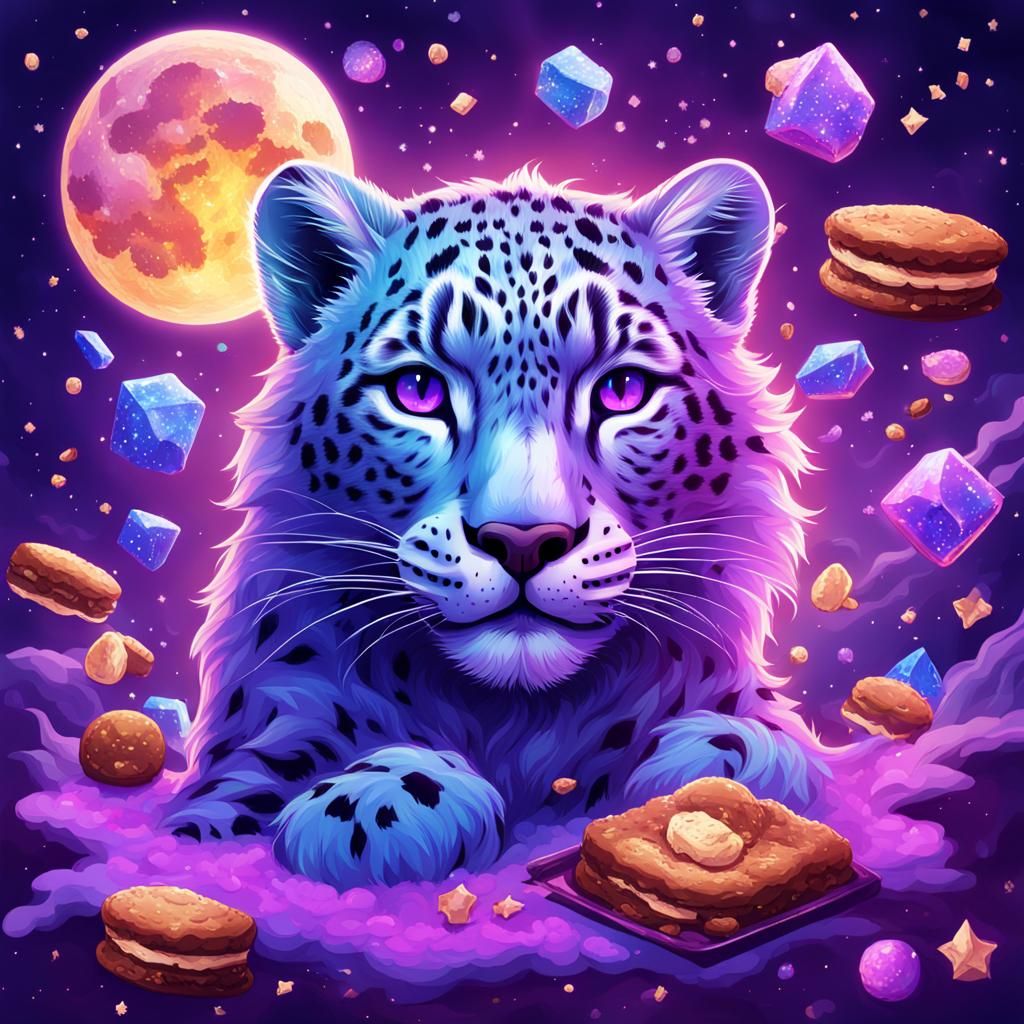 Purple Snow Leopard Celebrates Souffle Day in Anime Style