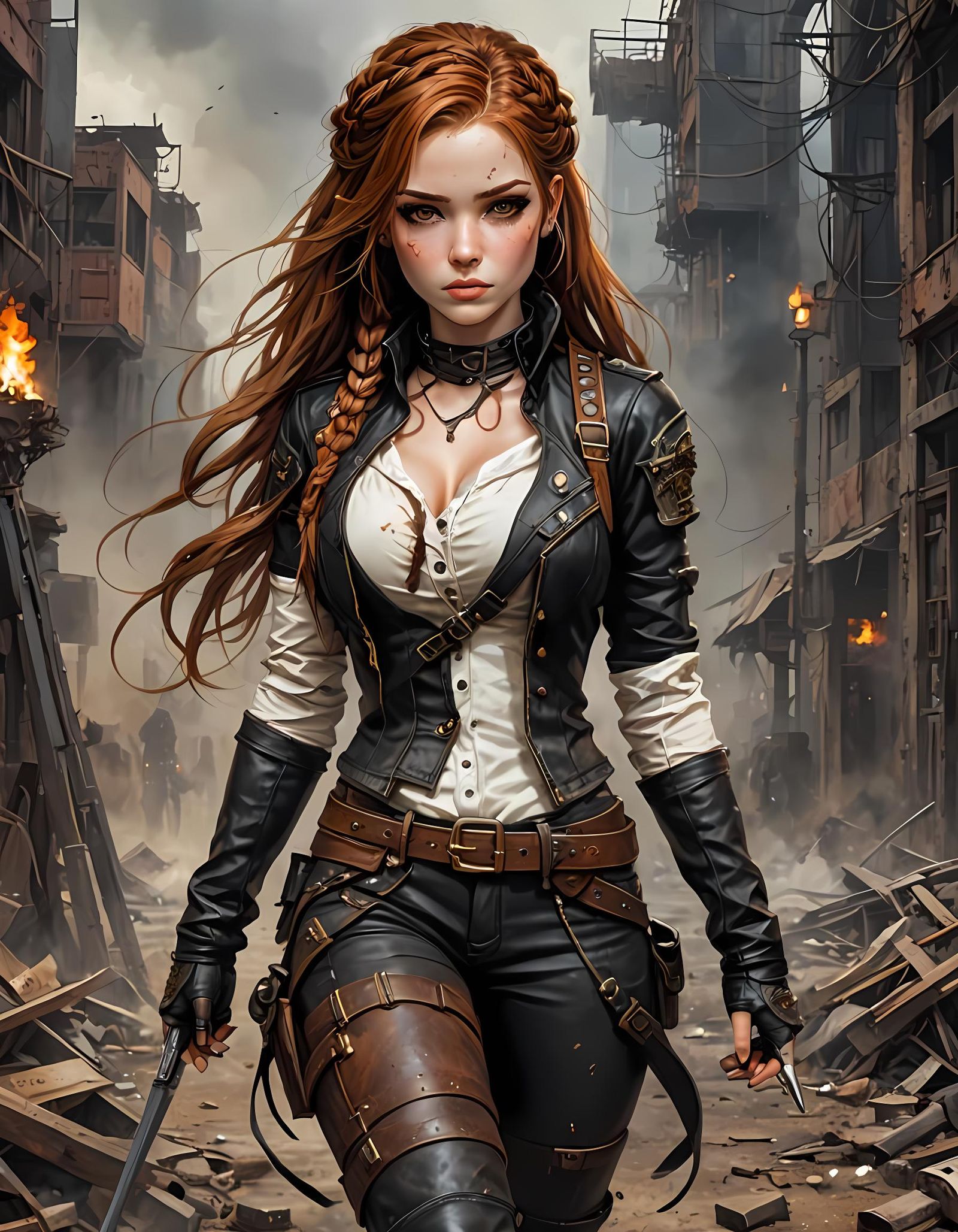 Auburn Haired Beauty in Post-Apocalyptic World