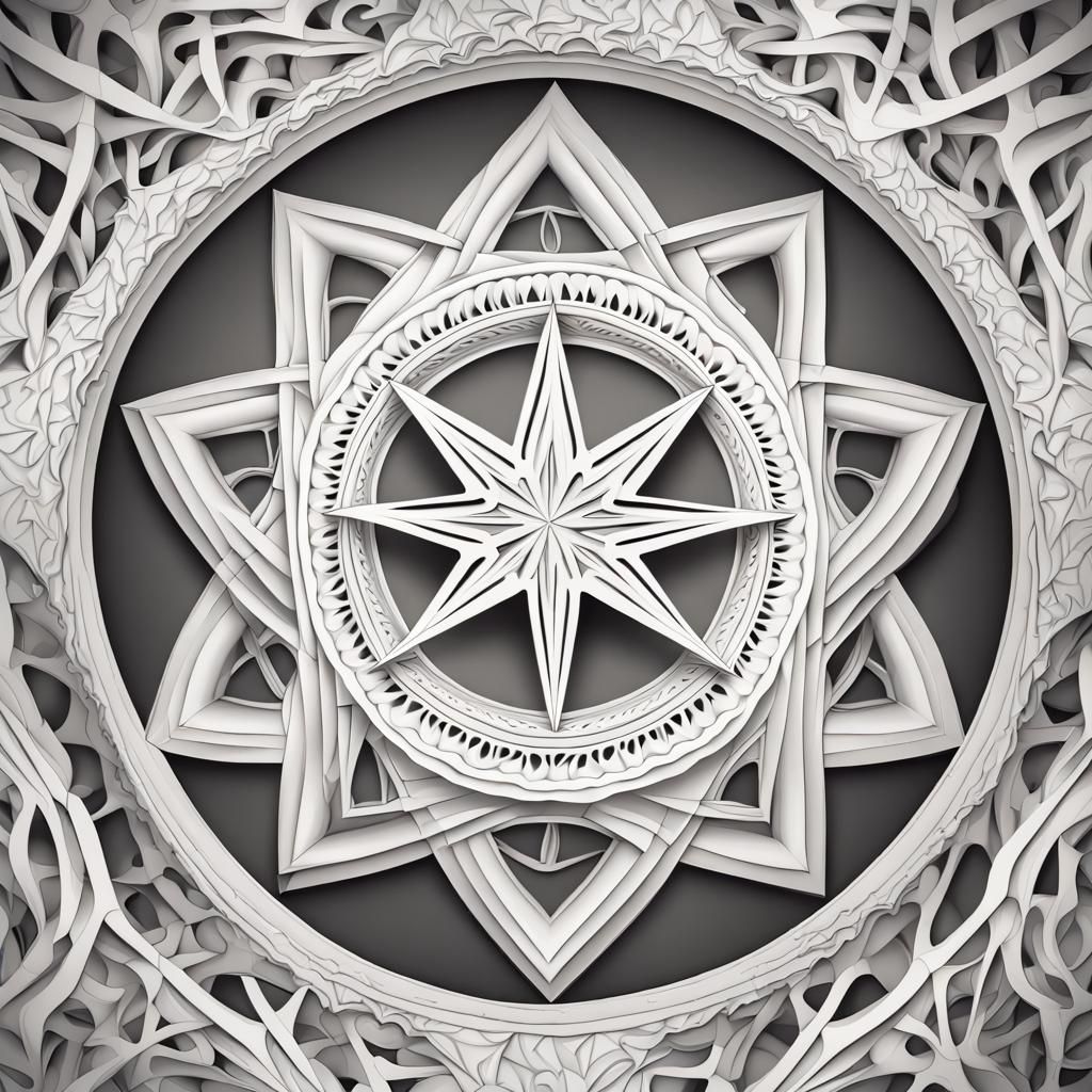 Abstract White Pentacle Chute with Fractal Elements