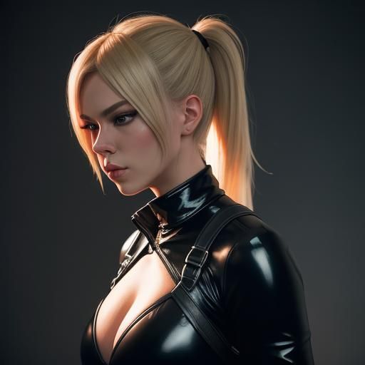 Hannah Waddingham in Black Latex: Cinematic Film Still