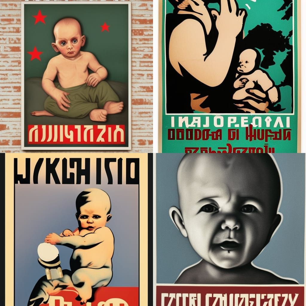 Starving Baby Poster in Soviet Style