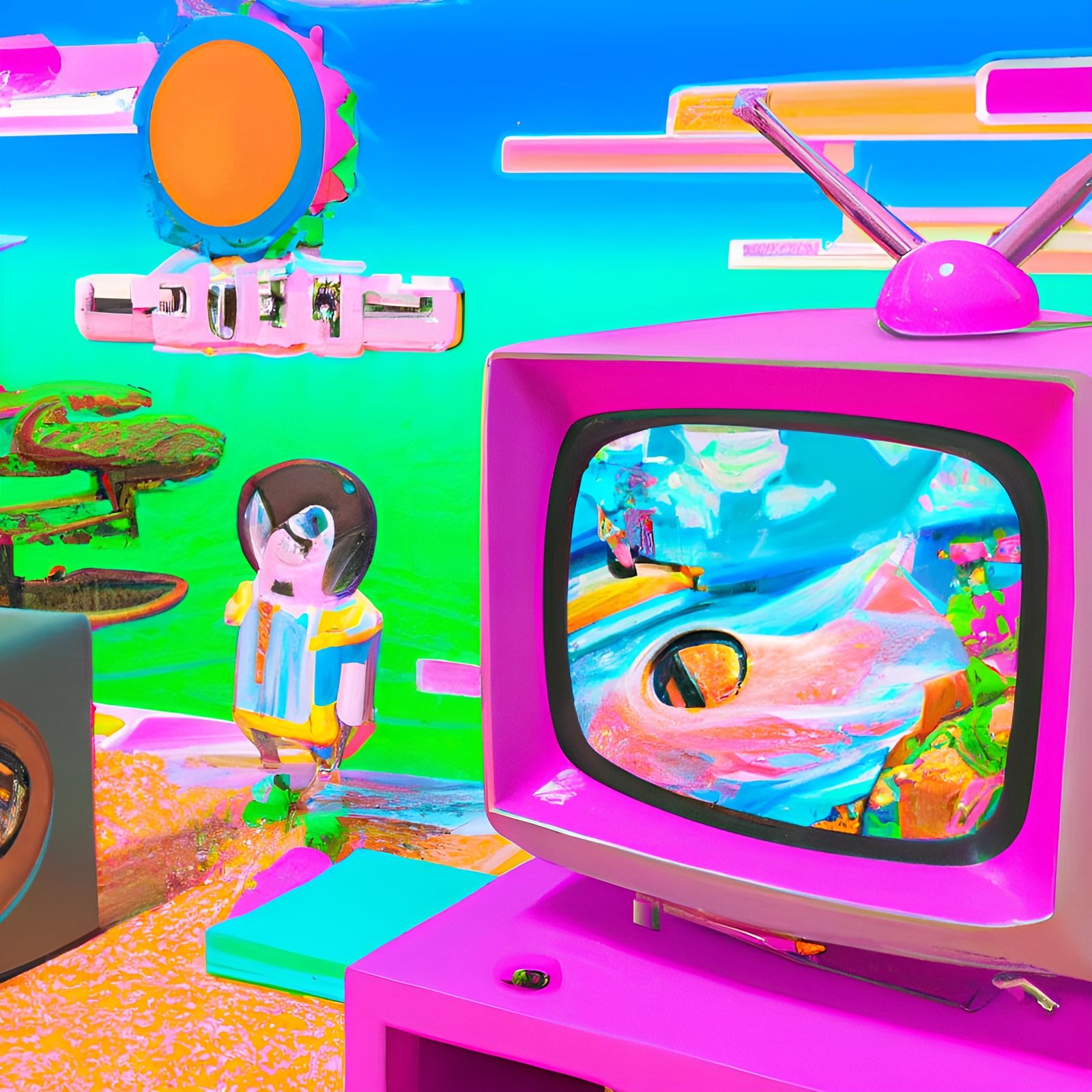 Surreal Dreamscape in Japanese Kitsch Style