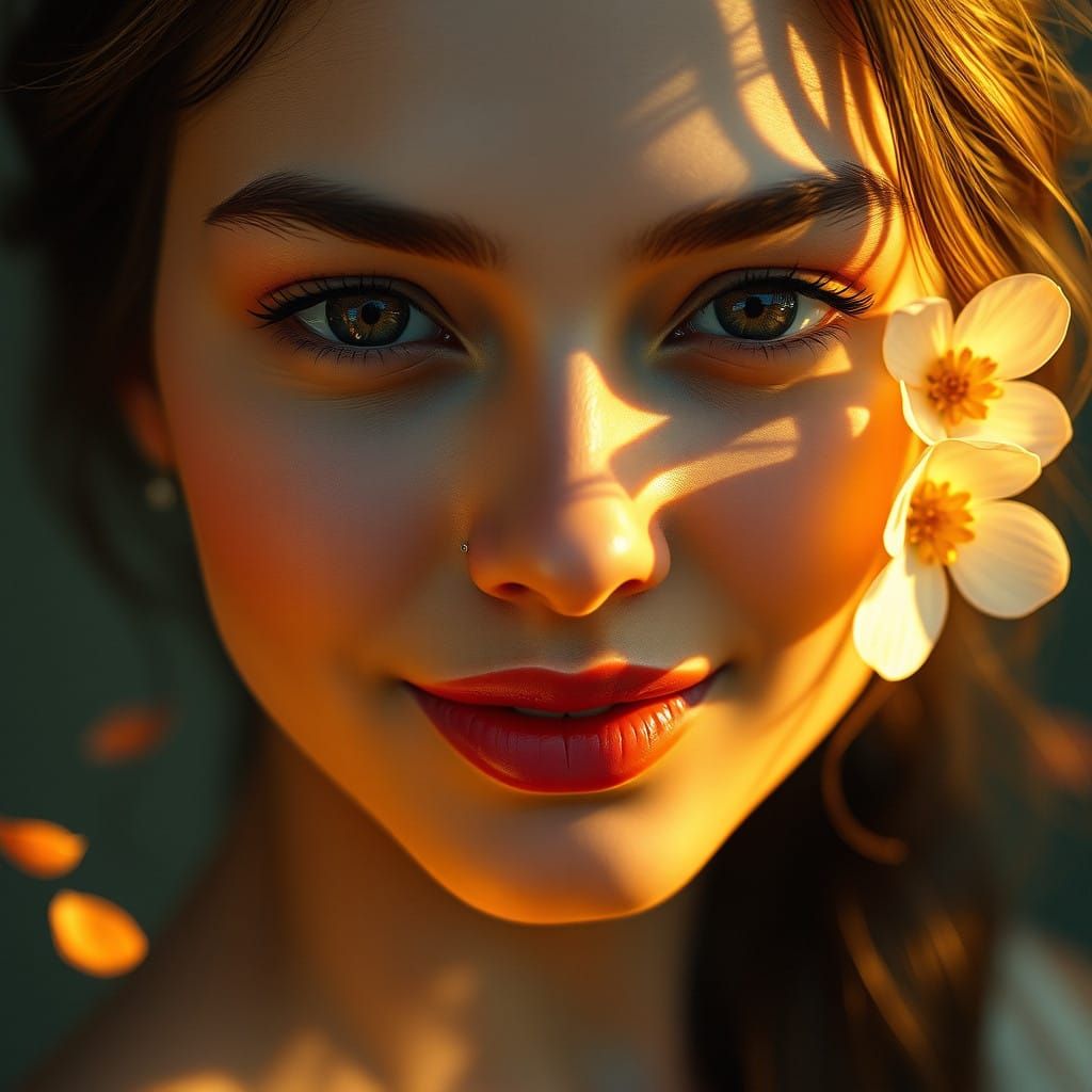 Ethereal Goddess in Enchanting Golden Light