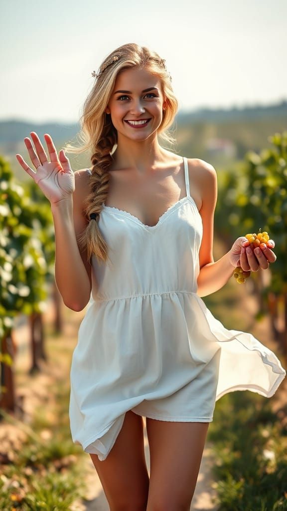 Stunning Woman in Vineyard, Italy