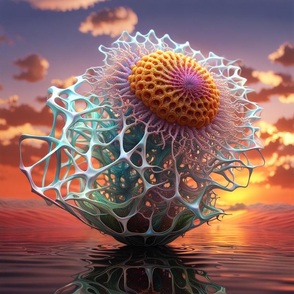 Alien Ikebana Dreamscape with Geometric Forms