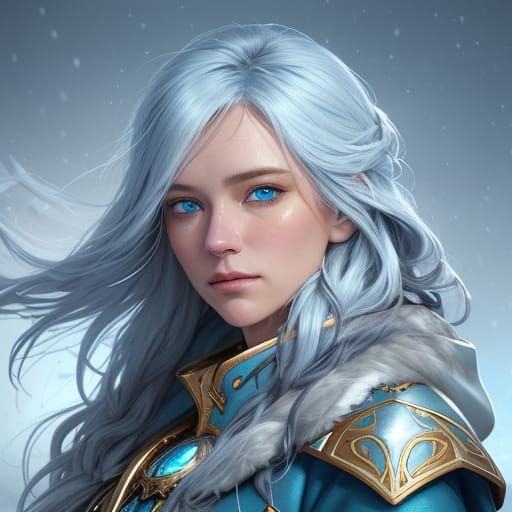 Determined Young Woman in Winter Storm