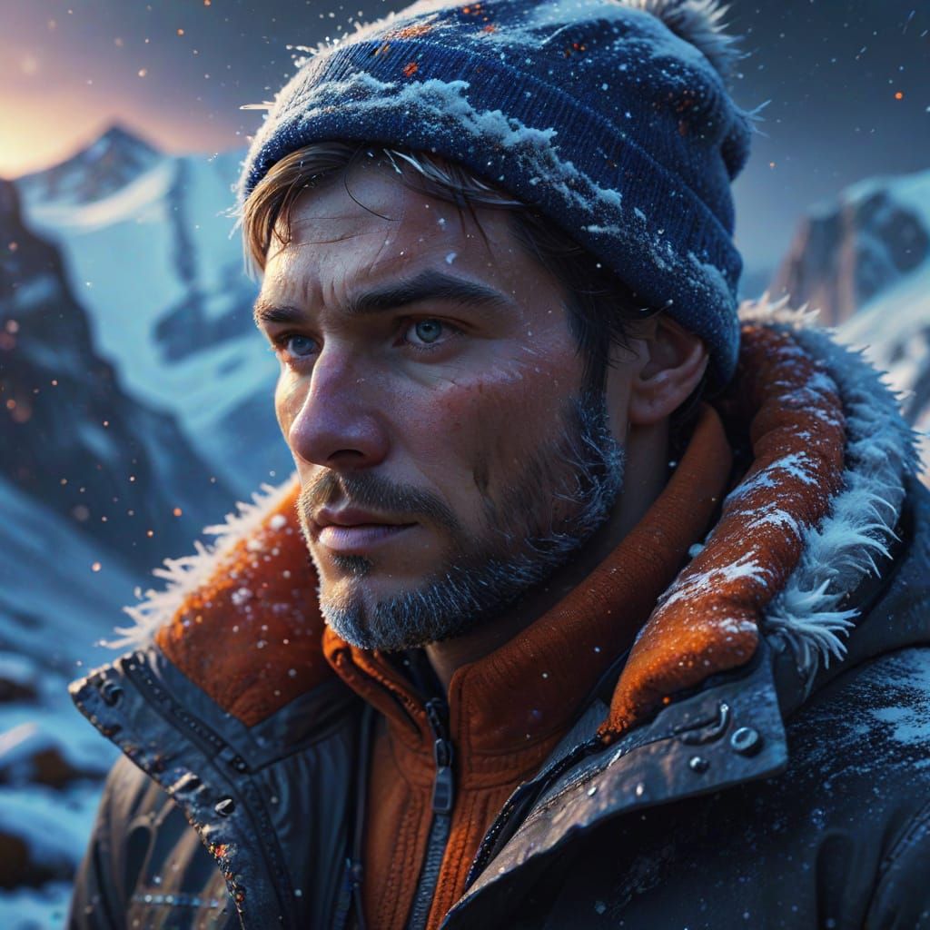 Nordic Digital Art: Person in Winter Landscape