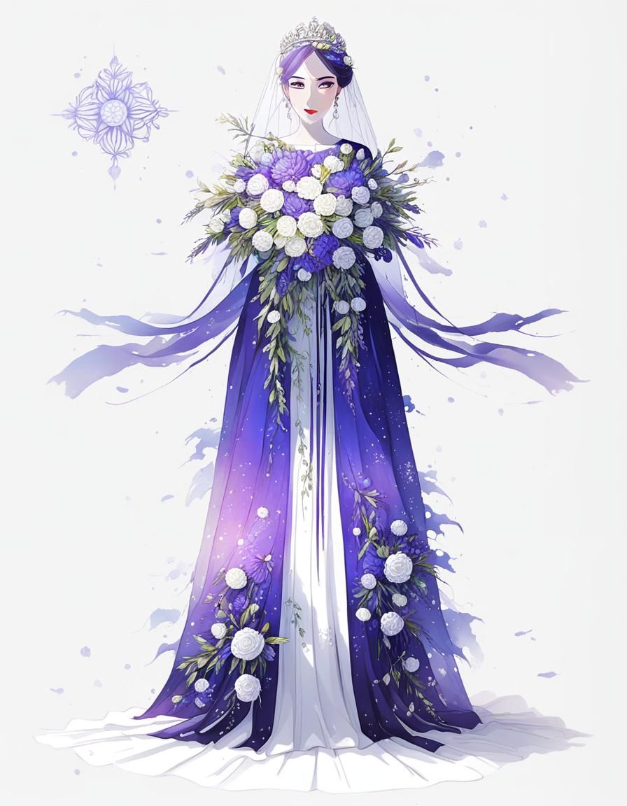 Floral Bride Character in a Delicate Style