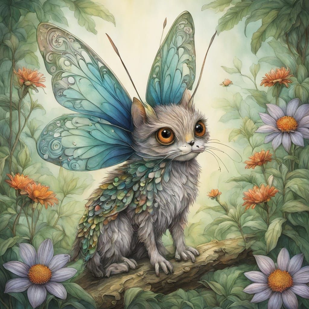 Enchanted Fantasy Creature Portrait in Whimsical Style