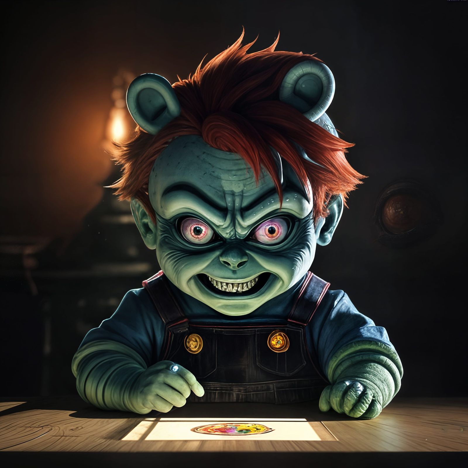 Hyperrealistic Chucky Teletubby Concept Art