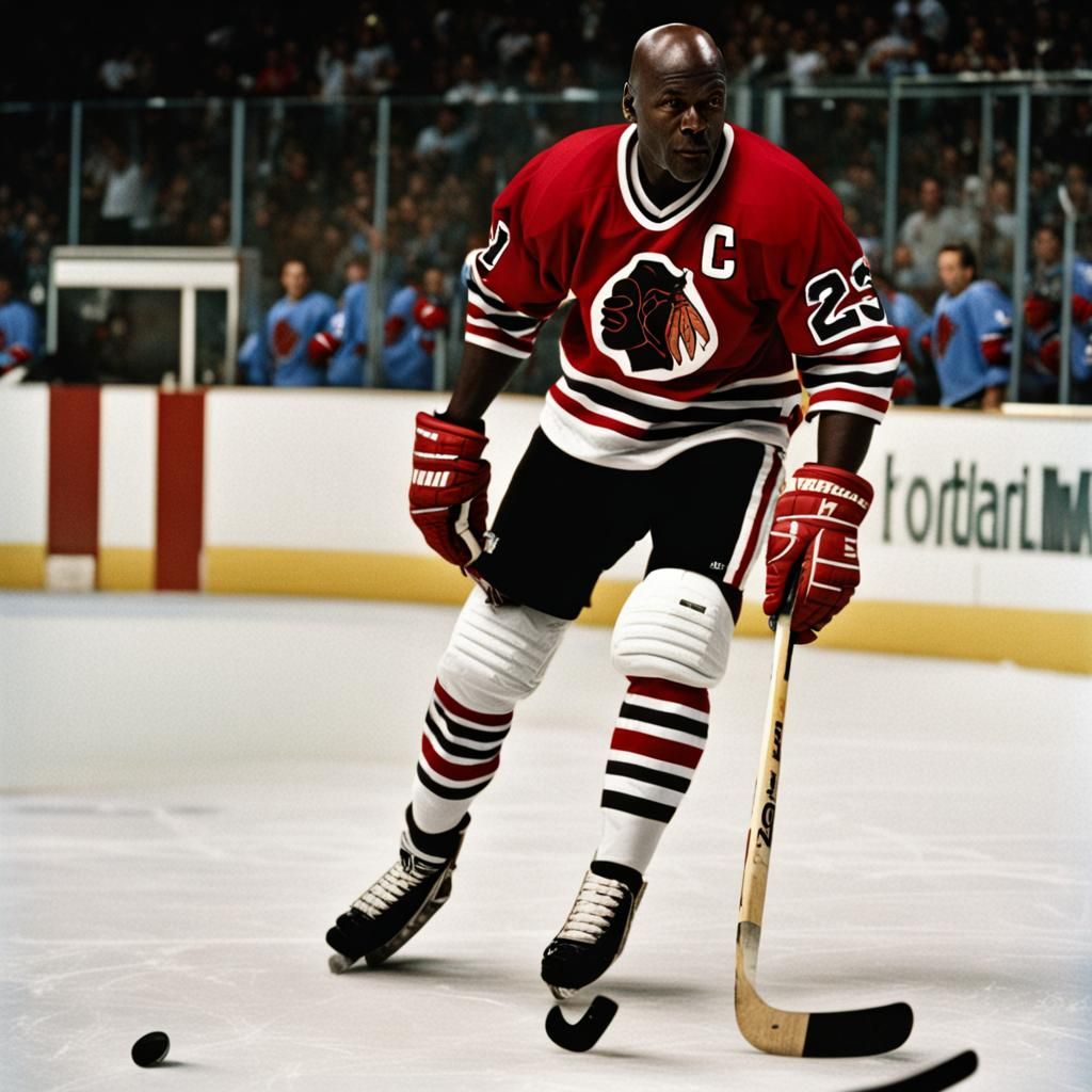 Michael Jordan Plays Hockey in Stadium