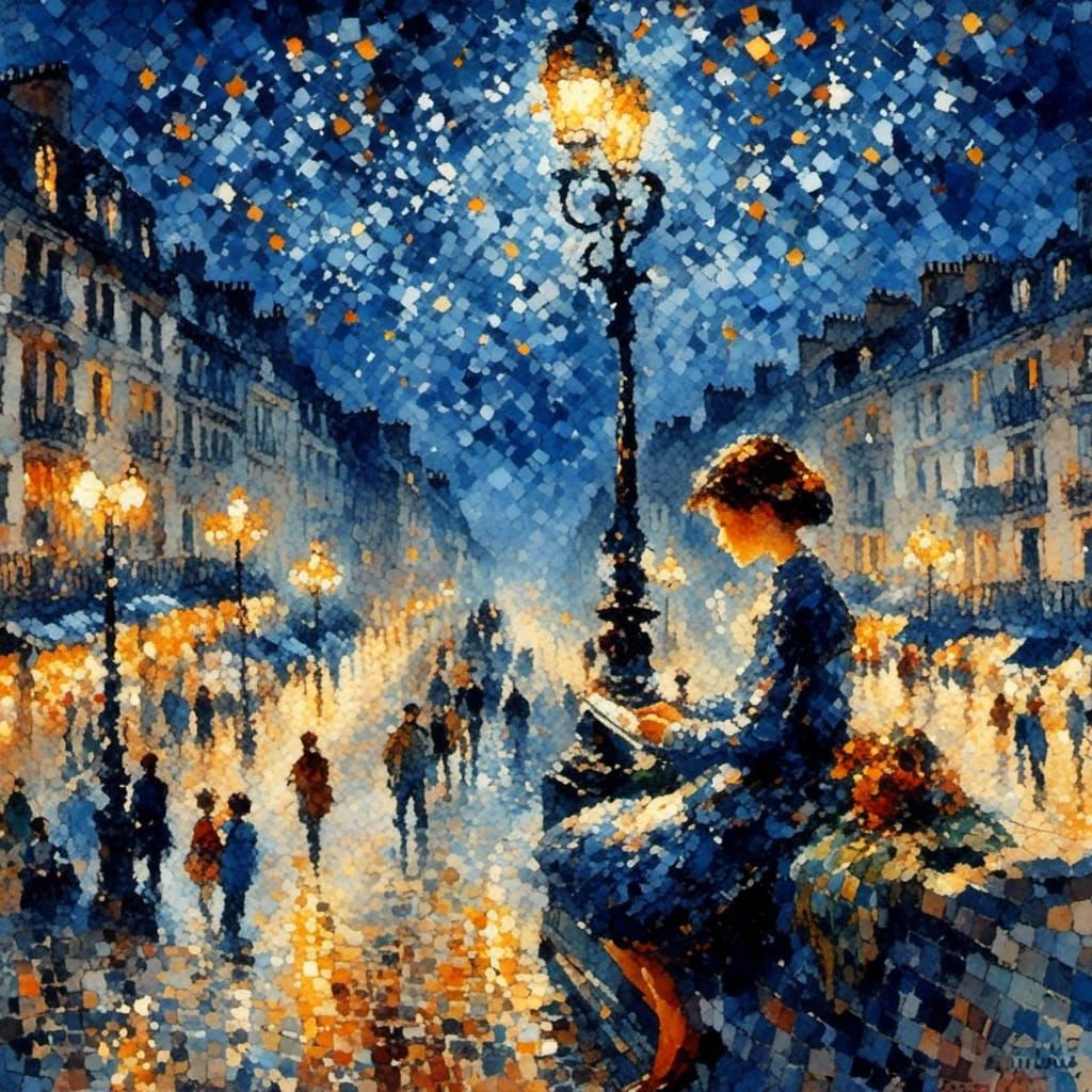 Girl Writing in Paris: Impressionist Watercolor