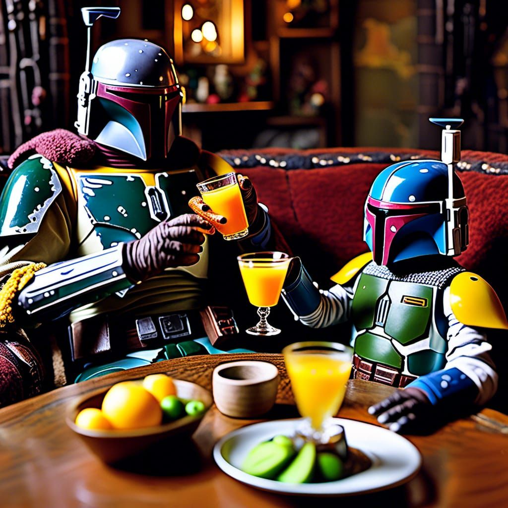 Jango Fett and Son Share Tang, Hyperreal Photo