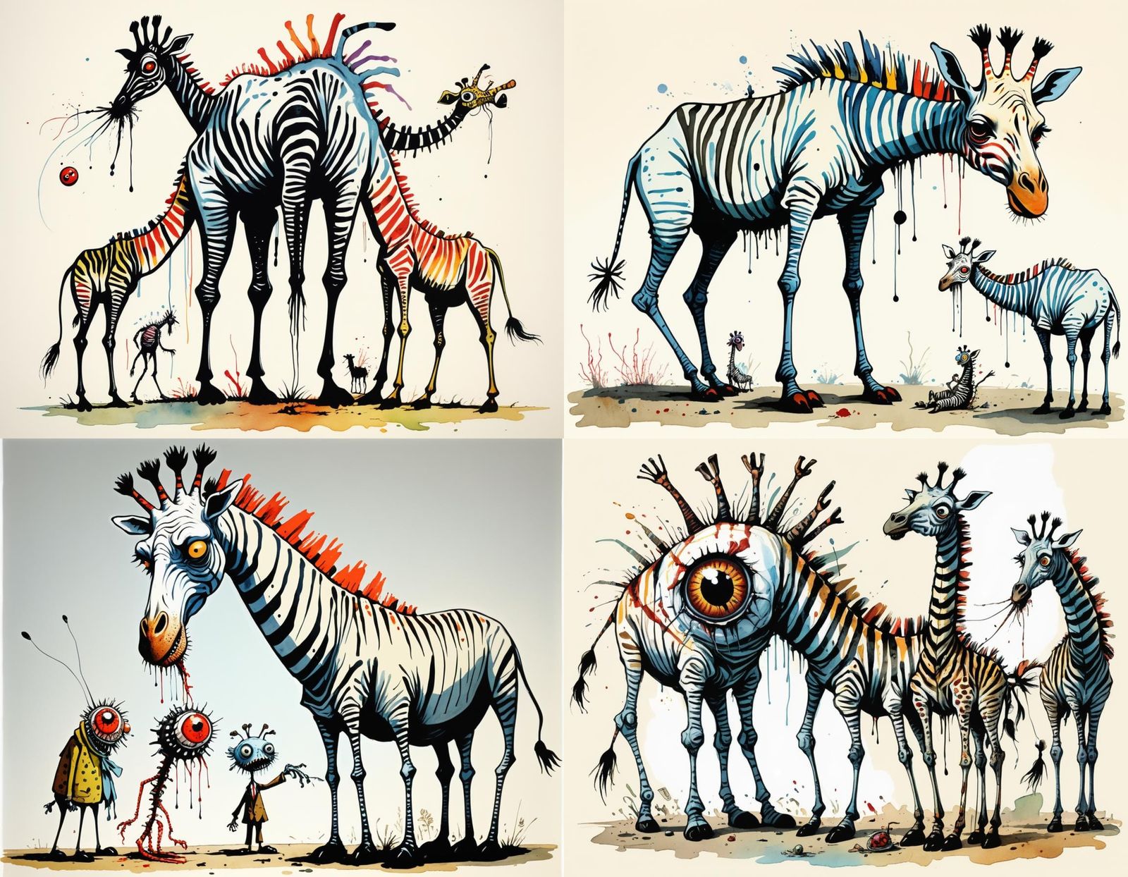 Grotesque Hybrid Creature in Quentin Blake Style