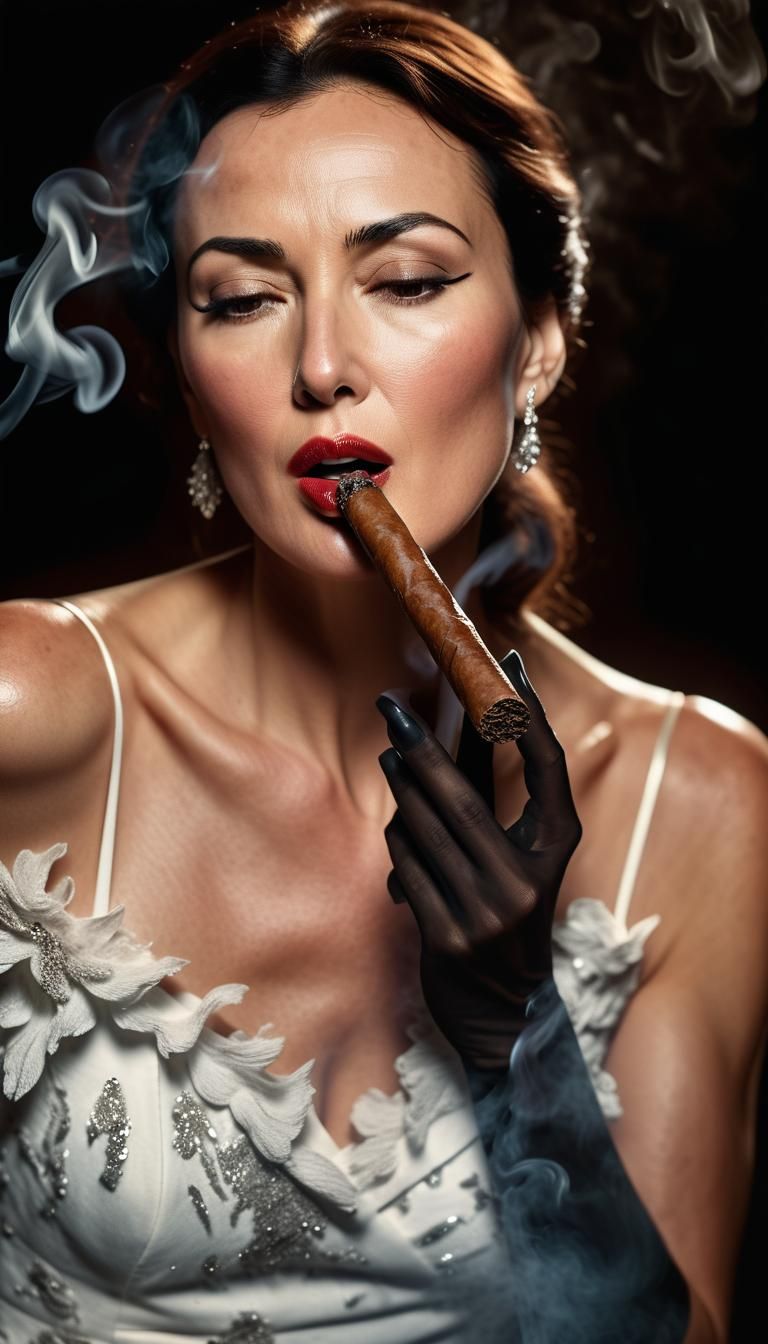 Monica Bellucci: Hyper-Realistic Cigar Portrait