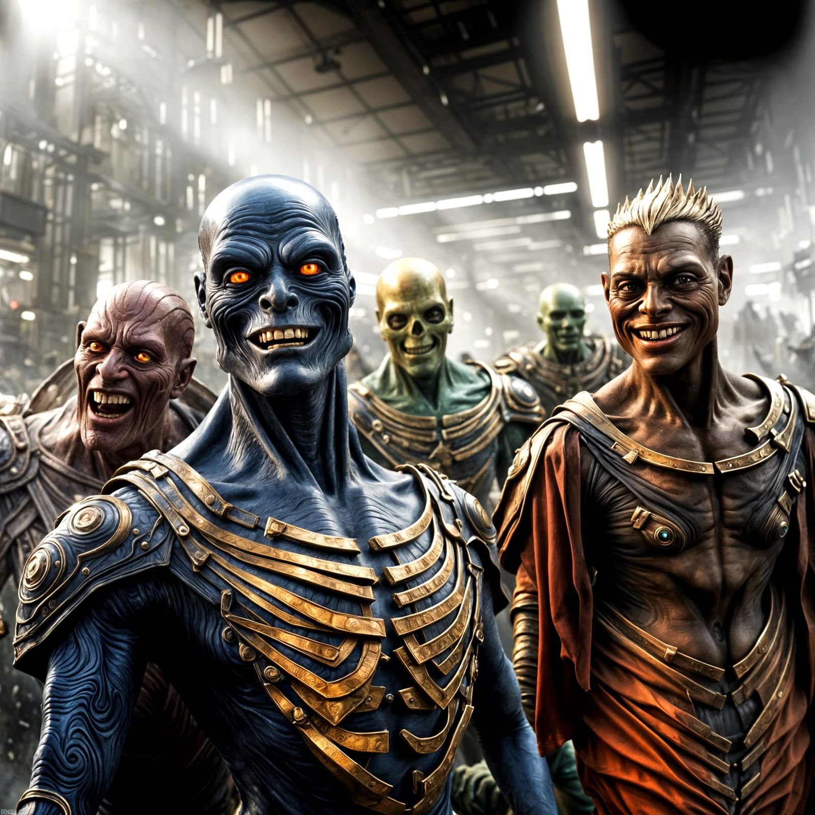 Photorealistic Aliens in Subdued, Exotic Lighting