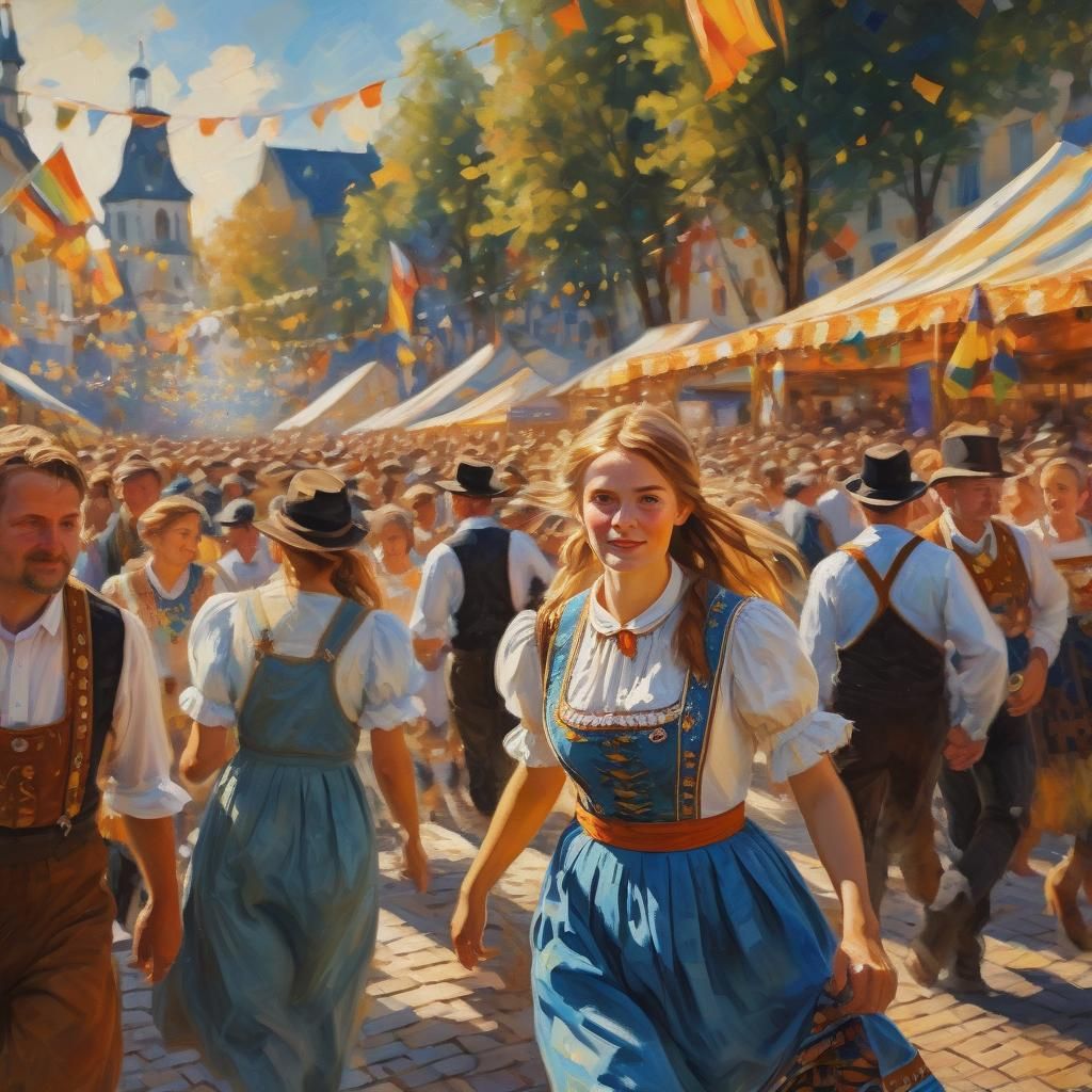 Oktoberfest Woman in Impressionist Painting Style