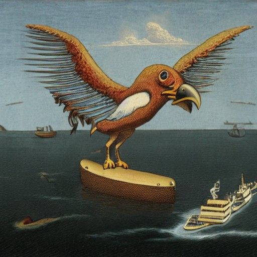 Giant Roc Bird Attacks Ship at Sea