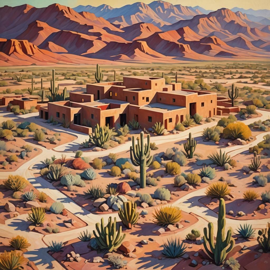 Vibrant Southwestern Ranch in Bold Impasto Style