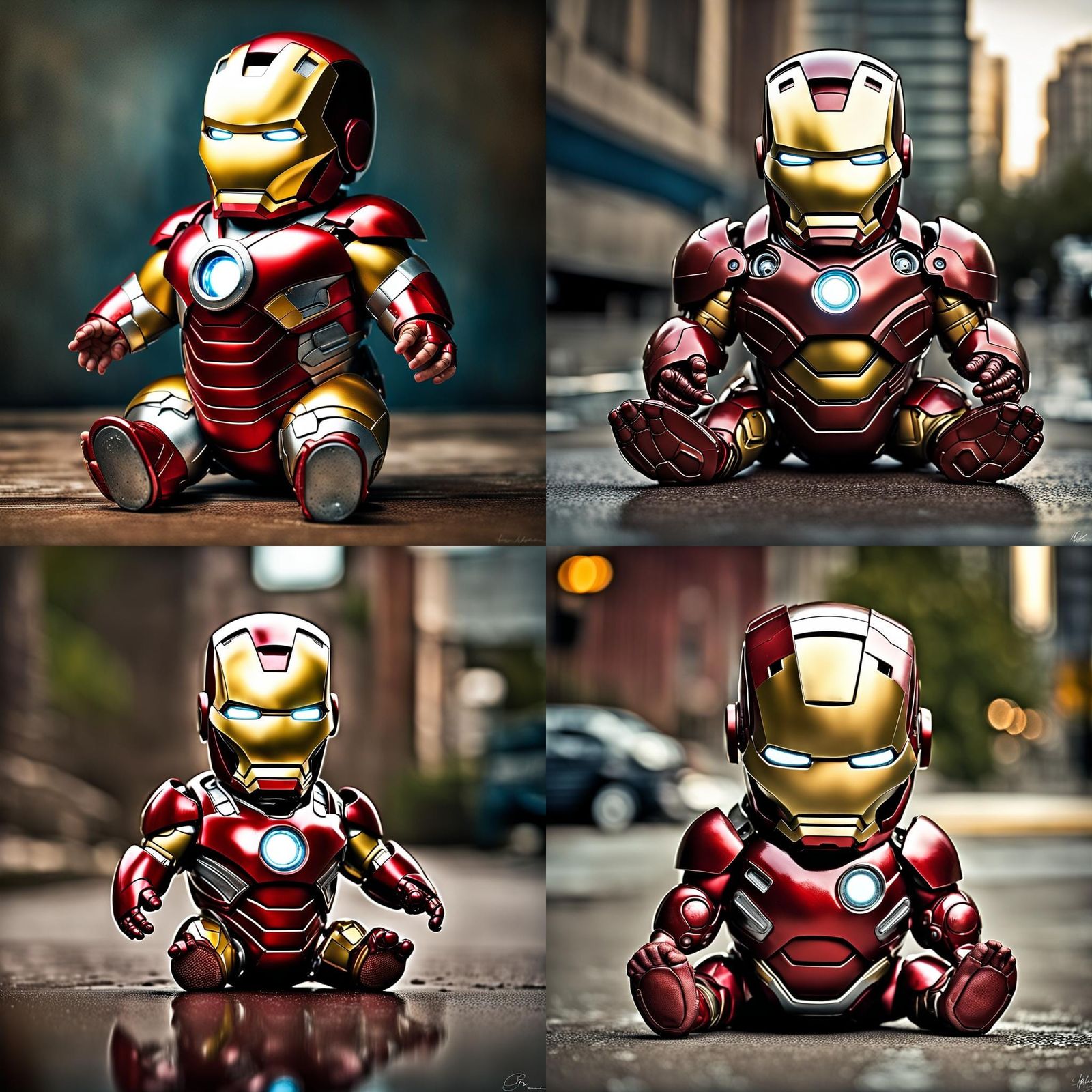 Iron Man as Crying Baby: Hyperrealistic Image
