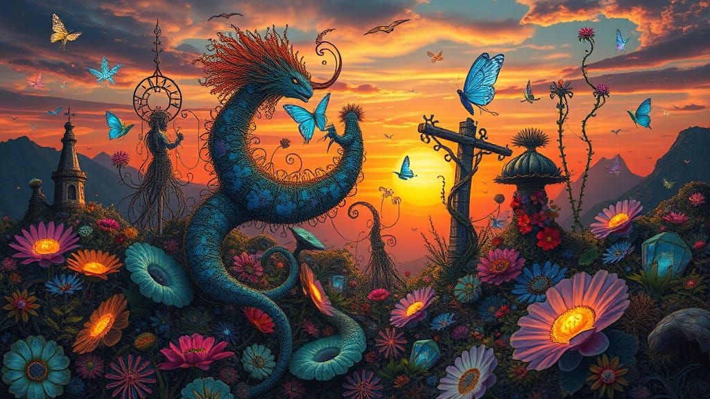 Surreal Cosmic Realism Landscape of Interconnected Ethereal ...