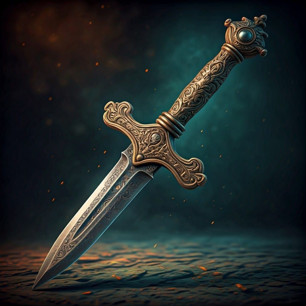 Ethereal Brass Dagger in Dramatic Chiaroscuro