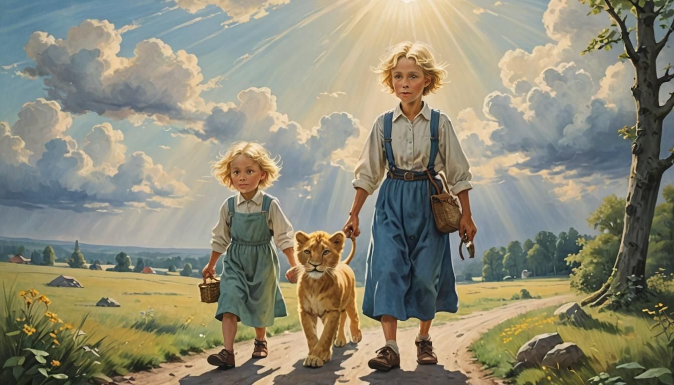 Brothers Lionheart in Nangijala: A Heavenly Afterlife Scene