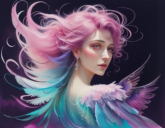 Magenta Moonlit Landscape as Alcohol Ink Painting