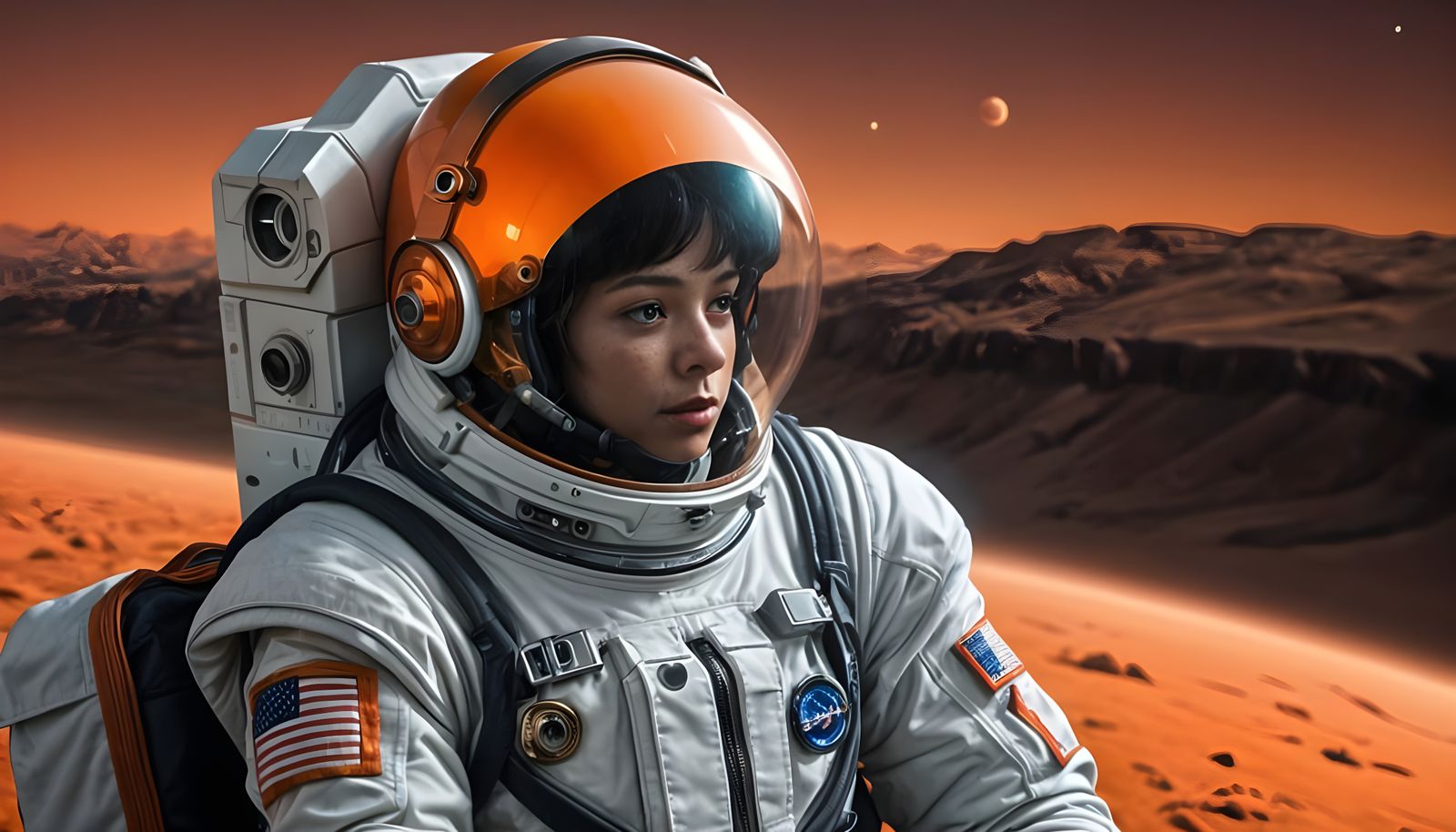 A female astronaut on Mars.
