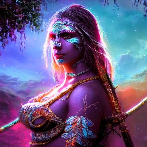 Beautiful Amazon Warrior in Detailed Matte Painting