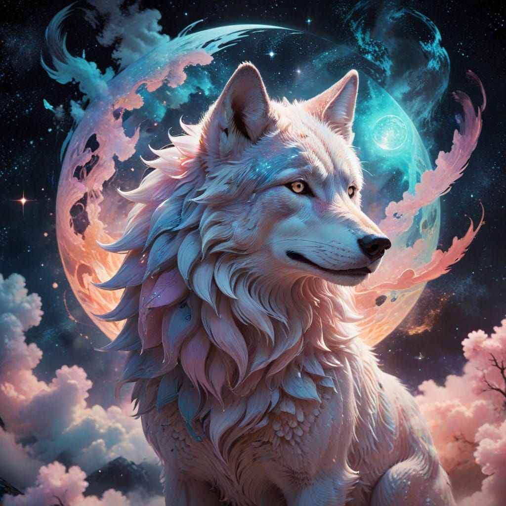 Ethereal Wolf in Celestial Glow