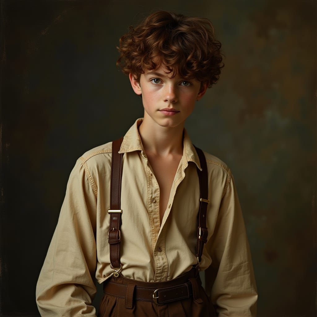 Charming Young Gentleman in Earth-Toned Attire