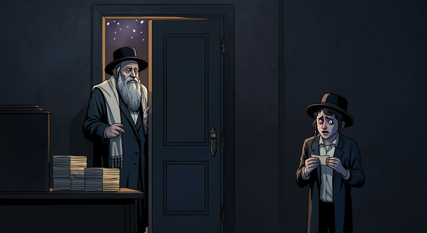 Mysterious Gabbai in a Dimly Lit Reception Room