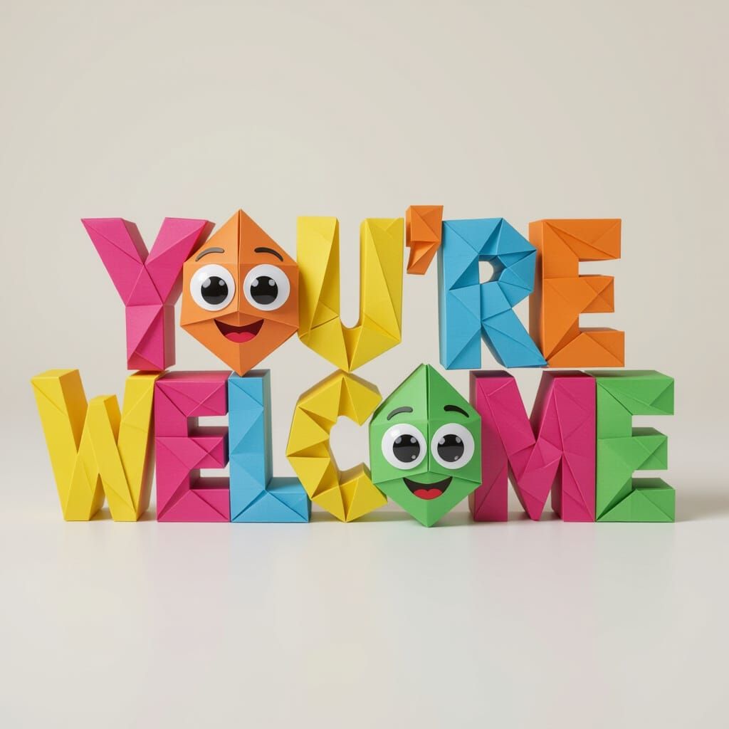 Origami Paper Letters Say "You're Welcome"
