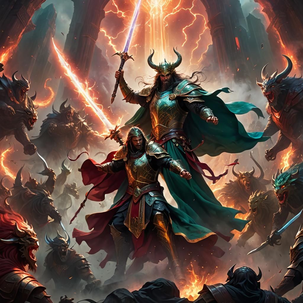 Mighty God Battles Demons in Mystical Realm